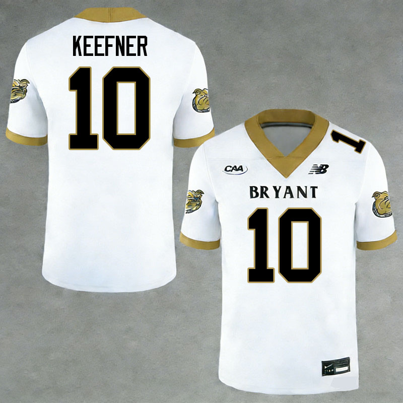 Bryant Bulldogs #10 Jaden Keefner College Football Jerseys,Uniforms-White
